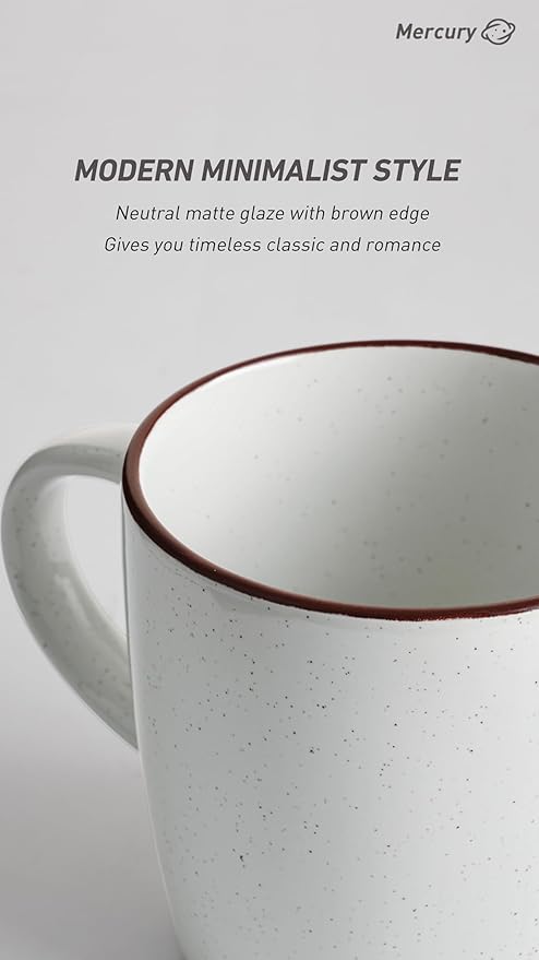 famiware Mercury Coffee Mugs 13 oz, Coffee Mugs Set of 6 with Handle, Cups for Latte, Hot Tea, Cappuccino, Mocha, Cocoa, White