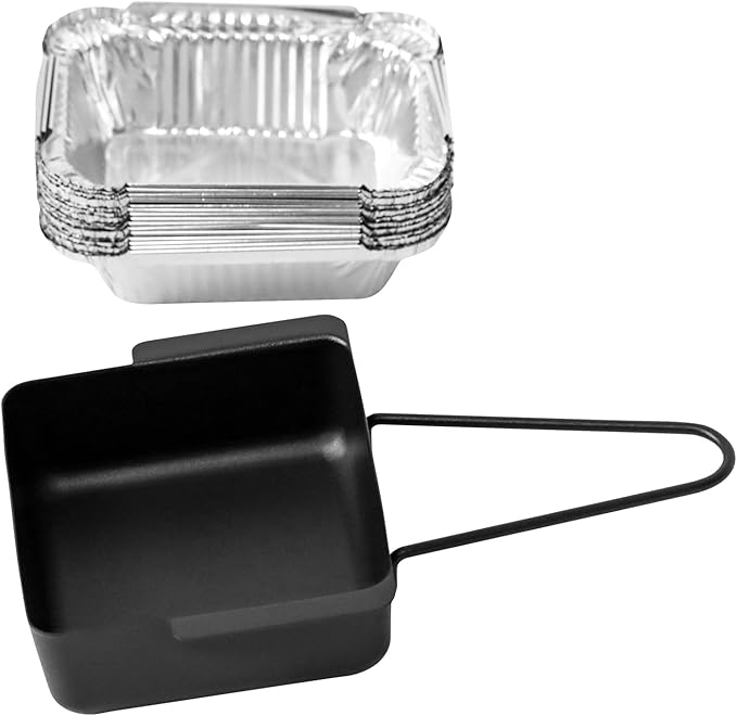 Grill Drip Pan for Nexgrill 720-0830H 720-0888N 720-0925P 720-0896 720-08882A, Grease Catcher Cup Box for Cuisinart CGG-7400,CGG-8500, Holder Drip Tray with 15Pack Aluminum Foil Liners