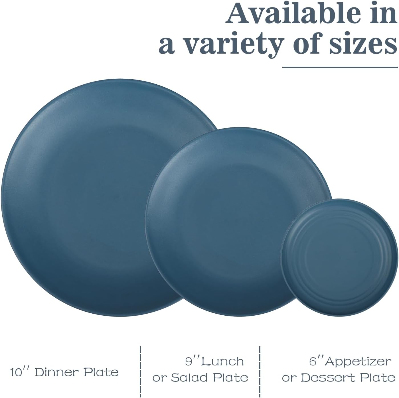 Wheat Straw Dishes Set 40 PCS, Unbreakable Dinnerware Set of 8 - Dinner Plates, Cereal Bowls, Water Cup, Lightweight, Reusable, Microwave & Dishwasher Safe Bowls for Kitchen and Outdoor - Blue