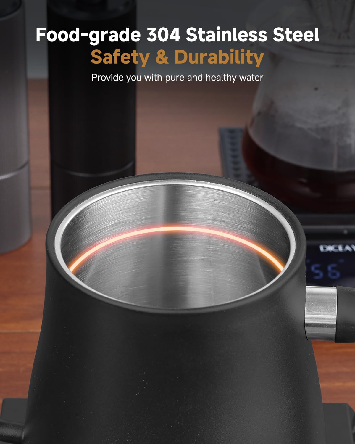 Electric Kettles - Gooseneck Electric Kettle with 7-Level Temperature Control,1-Liter Stainless Steel Inner 1000-Watt Quick Heating Hot Water kettle for Pour Over Coffee & Boil Hot Water