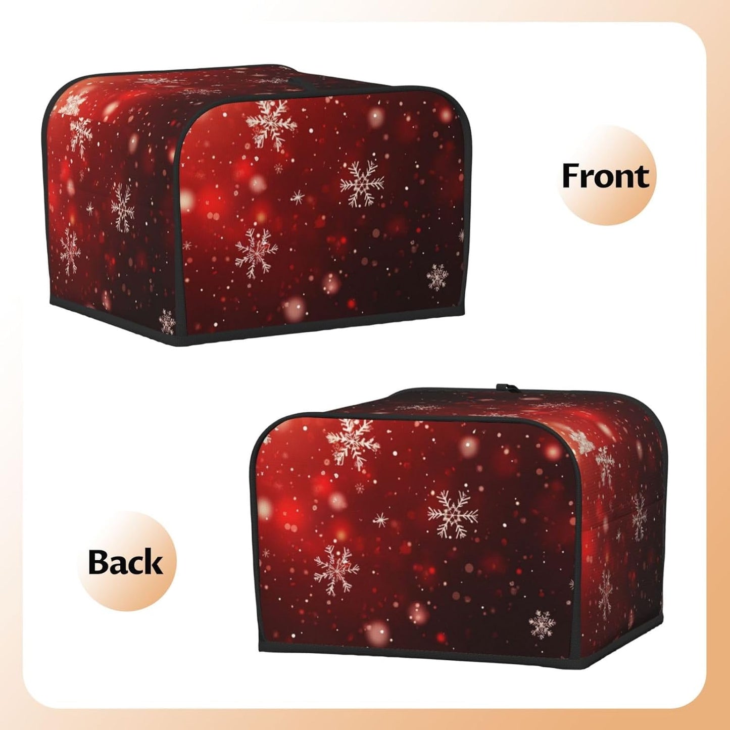 Toaster Cover 4 Slice Red Christmas Snowflake Xmas Glitter Kitchen Small Appliance Covers with Pockets Dust and Fingerprint Protection