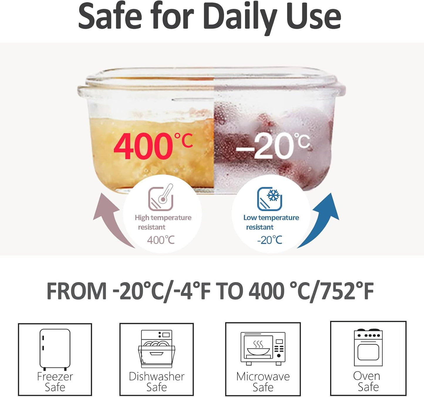 Glass Food Storage Containers with Lids Airtight 6 Pack, Glass Storage Containers with Lids for Food, Not Easy Broken & Leak Proof, Oven/Dishwasher Safe, Grey
