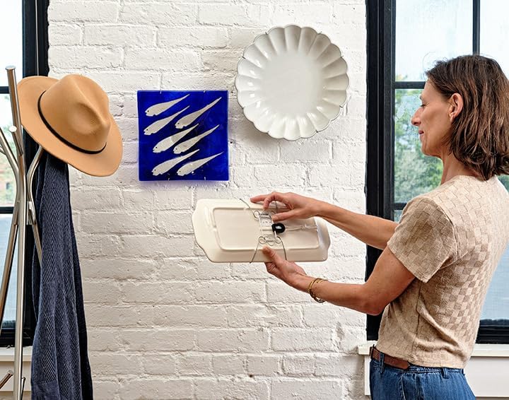 Display Buddie Adjustable Wall Plate Hanger - Secure for Round Platter Bowl Tray Wall Display - Steel - Silicone Hooks - Large 14"-22" up to 8 lbs