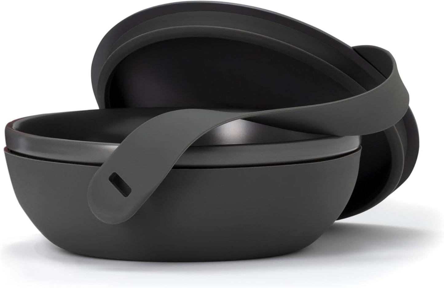 W&P Porter Ceramic Bowl Lunch Container w/ Protective Non-slip Exterior, Charcoal 1 Liter | Lid & Snap-tight Silicone Strap | Food Storage, Bento Box, Meal Prep | BPA-Free Ceramic