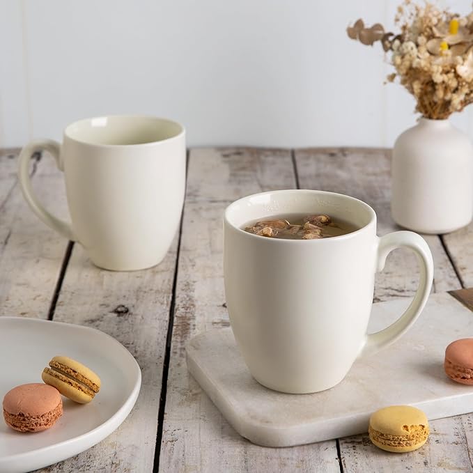 AmorArc 12oz Coffee Mugs Set of 6, Ceramic Coffee Mugs for Man, Woman, Dad, Mom, Modern Coffee Cups with Handle for Tea/Latte/Cappuccino/Cocoa. Dishwasher&Microwave Safe, Light Beige