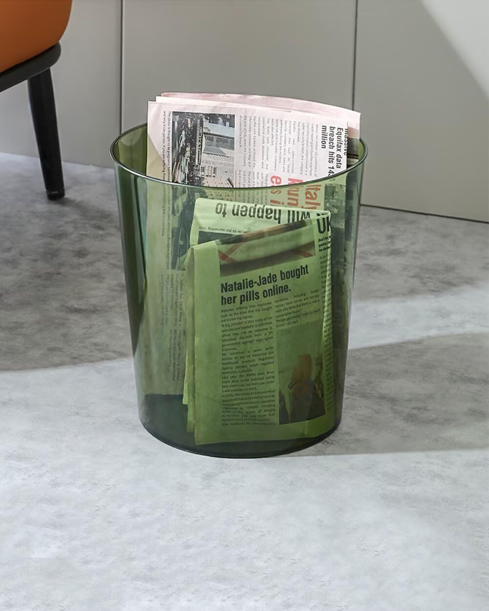 Bathroom Trash Can 8.7 x 7.1 x 9.8 Inch Small Trash Can Plastic Wastebasket Large Capacity Green Round Garbage Can for Bathroom Bedroom Office Kitchen Dorm Room (L)