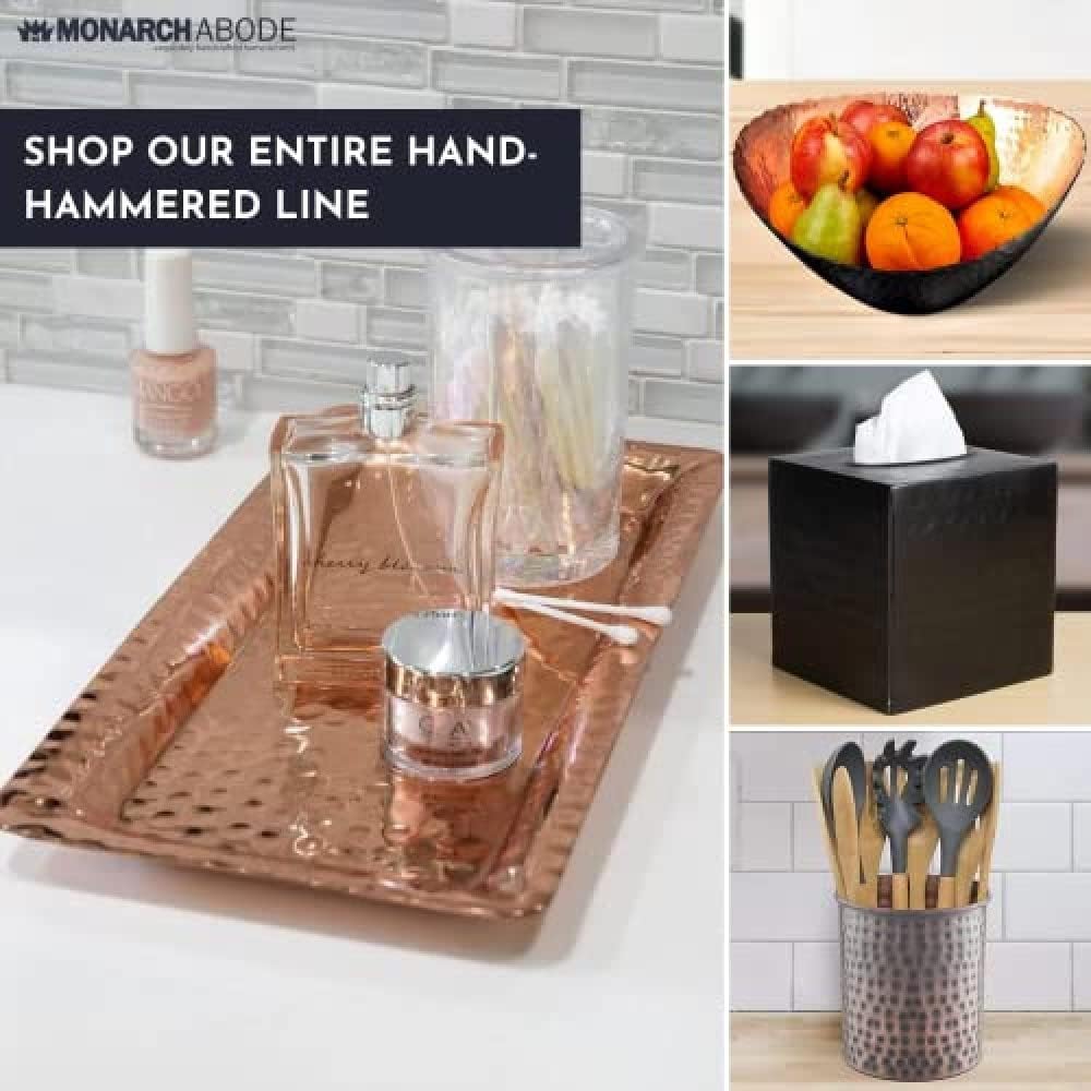 Monarch Abode Hand Hammered Metal Serving Tray, 12-Inch Copper Plated – Rectangle Serving Platter, Small Serving Tray for Party, Fruit Platter, Dessert Trays, Serving Dishes