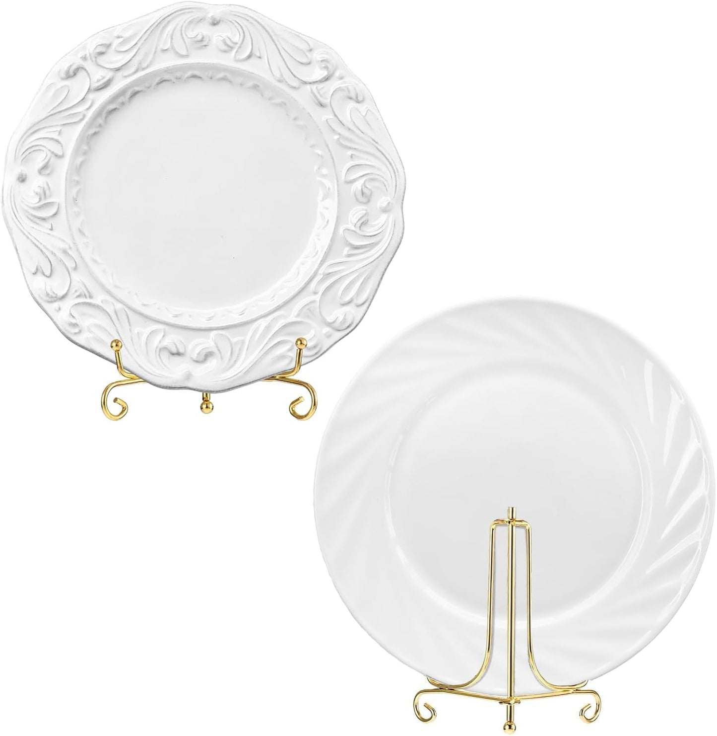 Tatuo 4 Pack 4" Iron Display Stand Gold Small Iron Plate Stand Holder Easel for Plates, Picture, Photo, Decorative Displays Card, Cookie, Artwork for Home Decor, Wedding Centerpieces, Coffee Shop Menu