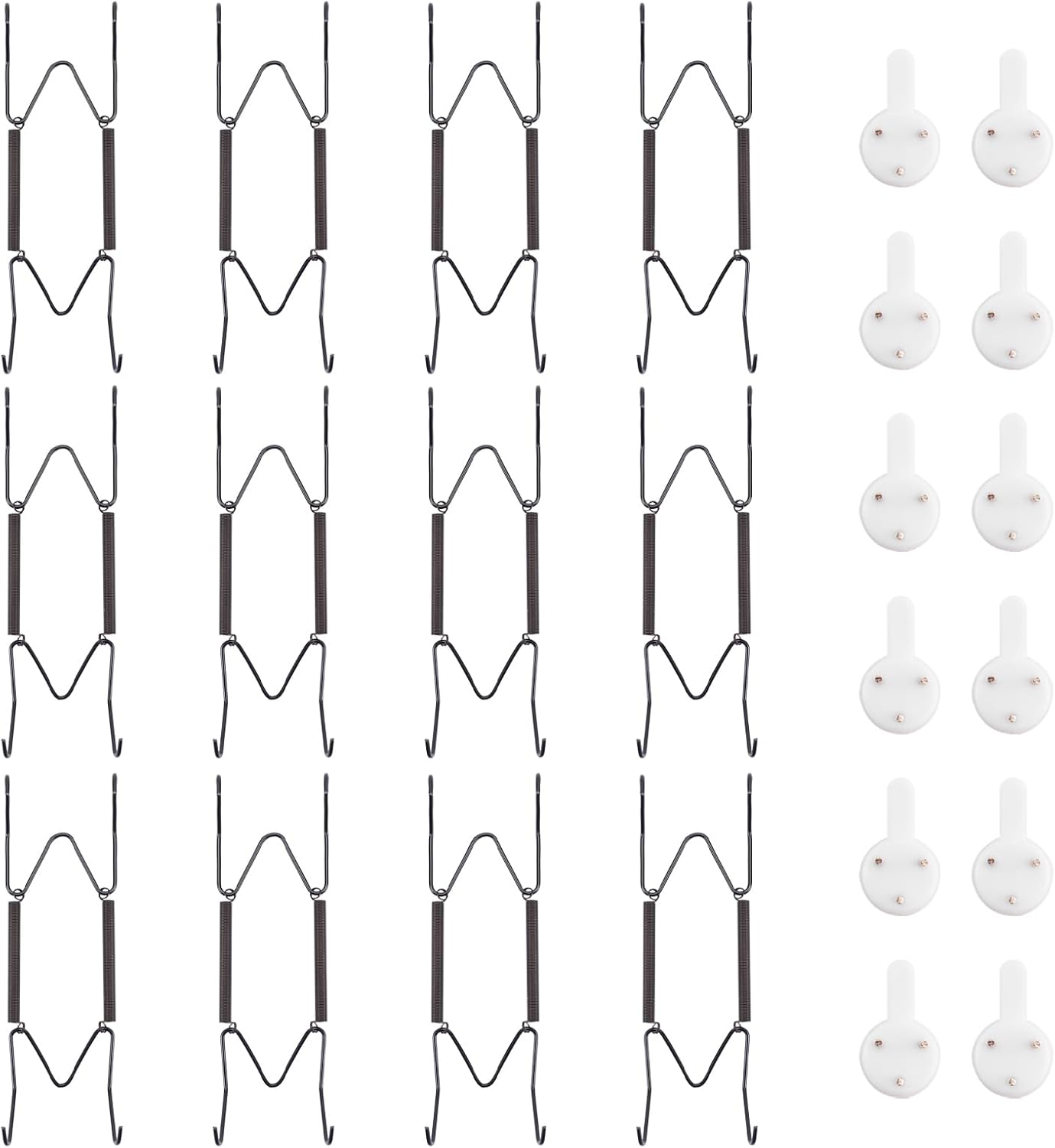 Bilillo 12 Pack Plate Hangers for The Wall, Suitable for 4''-5'' Decorative Plate, Invisible Heavy Duty Wire Plate Holder with Wall Hooks, Plate Hangers for Displaying Plates, Platter, Dish (Black)