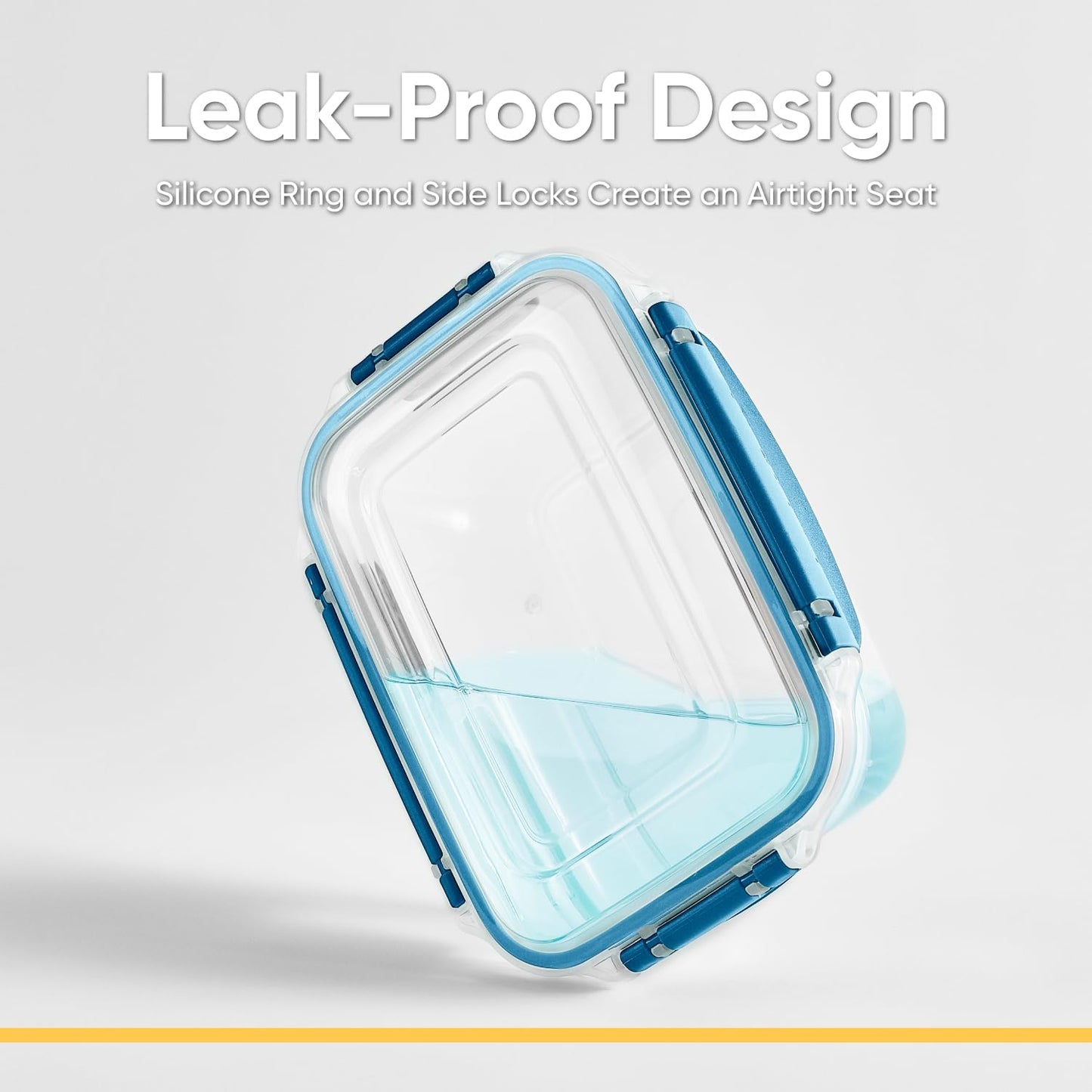 Superio Plastic Food Storage Container with Airtight Lid- 27 Oz, BPA Free, Leakproof, Stackable, Microwave, Dishwasher and Freezer Safe, Blue