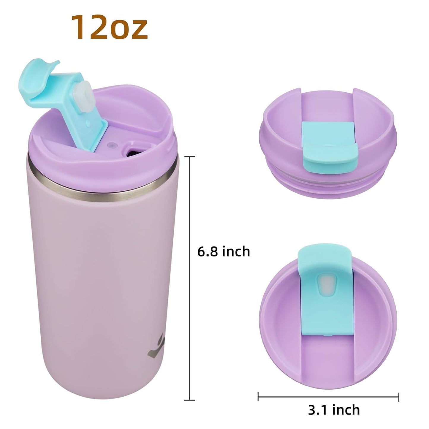 Tumbler with Lid, 12 oz Travel Coffee Mug Double Wall Vacuum Stainless Steel Thermal Metal Cup Insulated Water Bottle,Lavender