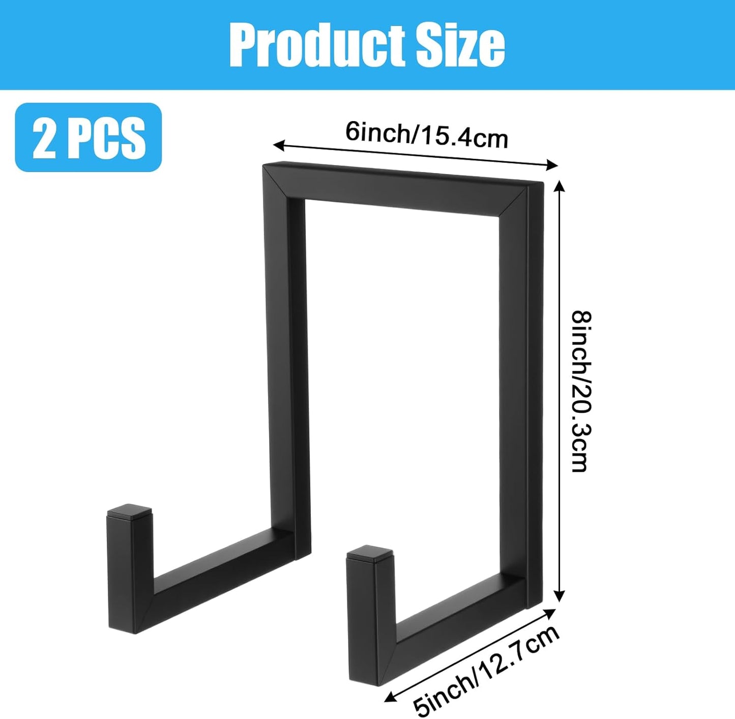 2 Pcs Large Metal Plate Stands for Display, 8 Inch Black Iron Frame Pictures Holder Decorative Plates Easel for Books Tabletop Art