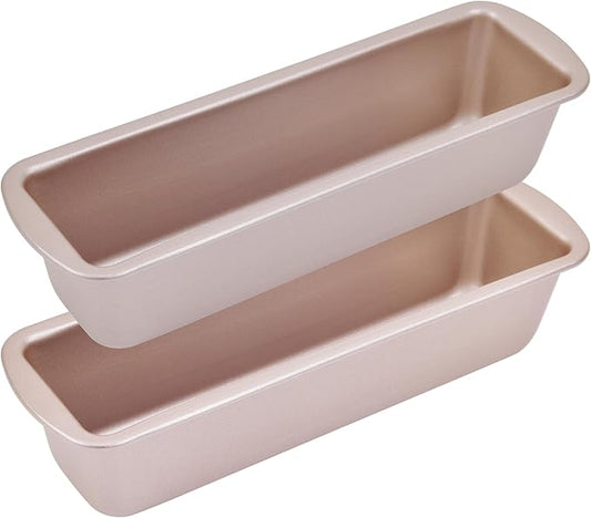 Rectangle Mini Banana Bread Loaf Pan Set, 2Pcs, 10-Inches, Mini Loaf Pans for Baking Bread, Non-Stick Carbon Steel, Bakeware for Oven Baking(Champagne Gold, 10.2" x 3.2" x 2.3")