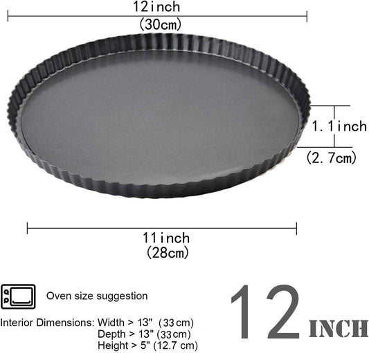 Gutsdoor Tart Pan 12 Inch with Removable Bottom Quiche Pan Nonstick Round Pie Pans for Baking Kitchen