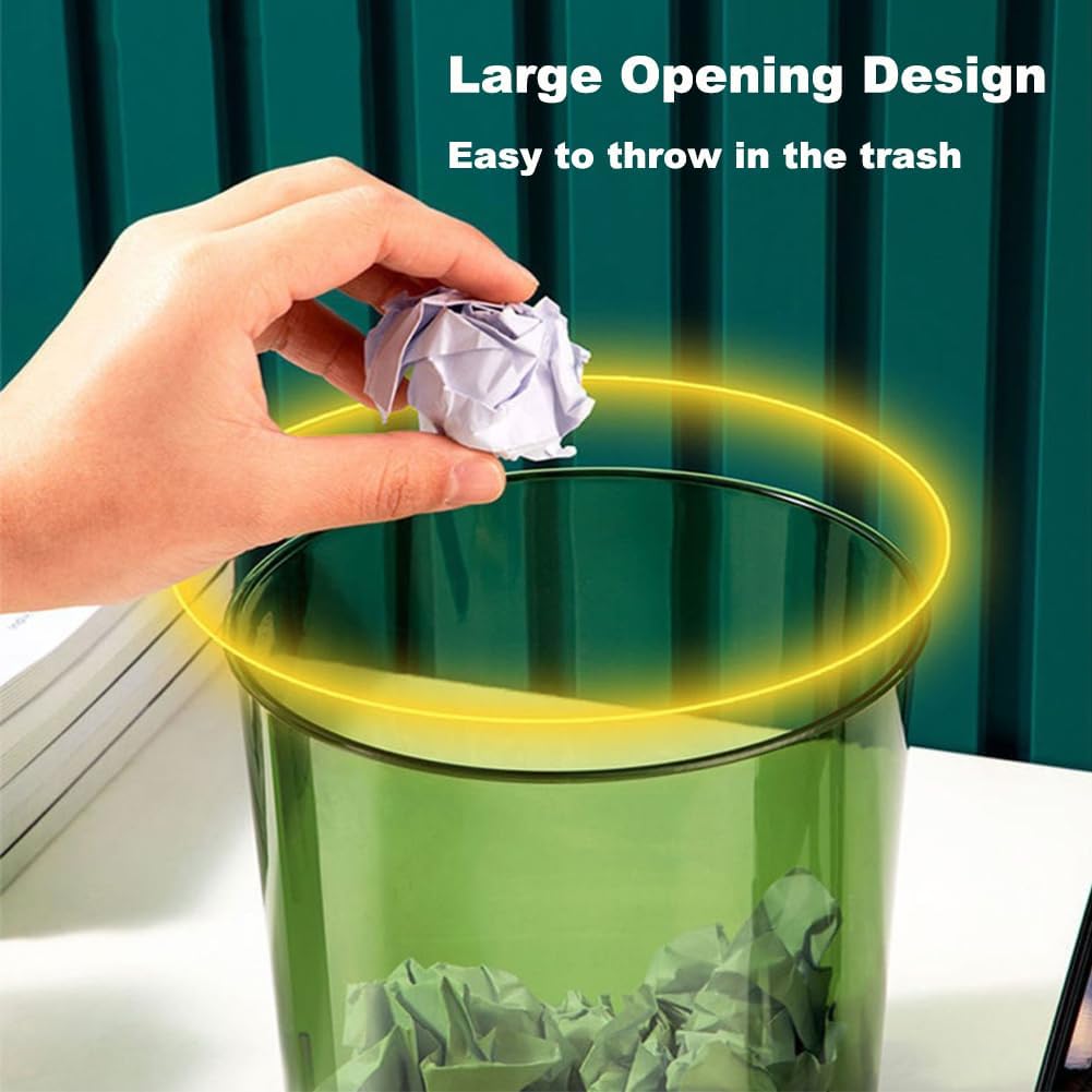 Bathroom Trash Can 6.5 x 5.7 x 6.1 Inch Small Trash Can Plastic Wastebasket Large Capacity Green Round Garbage Can for Bathroom Bedroom Office Kitchen Dorm Room (S)