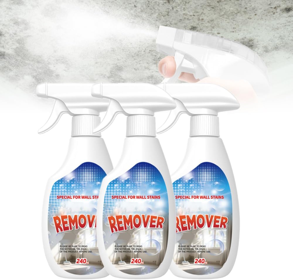 2025 Mould Cleaner Spray| Highly Effective Multi-Surface Fast-Acting Stain Remover for Kitchen, Bathroom,Wall,Tile|Wall Cleaner Spray without Damaging (8 fl oz*3)