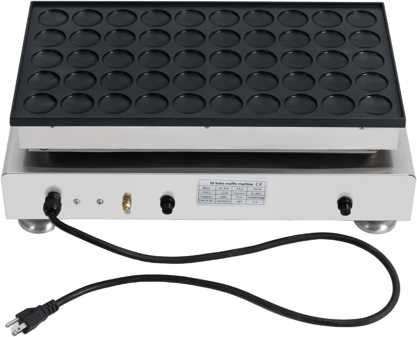 110V Maker Waffle Baker, 50PCS Electric Commercial Pancake Maker 1800W Commercial Nonstick Waffle Maker Machine Adjustable Temperature 122-572℉ with Timer for Home and Restaurants