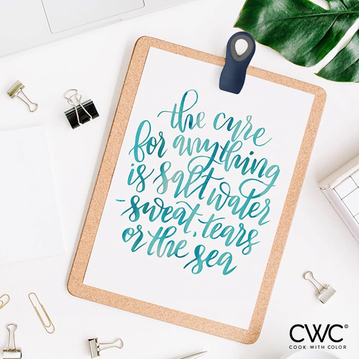 COOK WITH COLOR Bag Clips with Magnet- Food Clips, Chip Clips, Bag Clips for Food Storage with Airtight Seal Grip for Bread Bags, Snack Bags and Food Bags (Blue Ombre, Pack of 10)