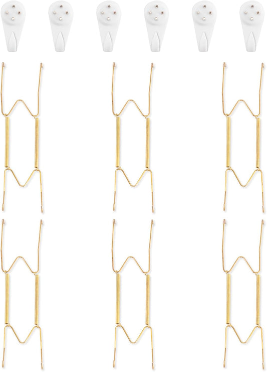 Bilillo 6 Pack Plate Hangers for The Wall, Suitable for 9-11 inch Art Plate, Stainless Steel Invisible Heavy Duty Wire Plate Holder with Wall Hooks, Plate Hangers for Displaying Plates, Platter, Dish