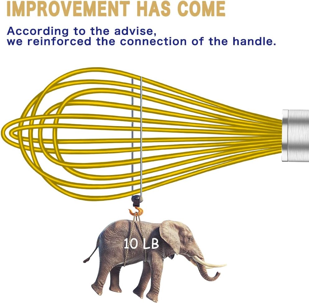 Whisk,Sturdy Stainless Steel Wires Coated in Professional Silicone,3 Pack Whisks for Cooking,Mini Whisk,Colored Balloon Egg Beater for Blending,Whisking,Beating,Stirring,Cooking,Baking (Multi)