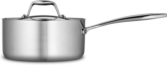 Tramontina Signature Tri-Ply Clad Stainless Steel 3-Quart Sauce Pan with Lid, Induction-Ready, Dishwasher-Safe, NSF-Certified, Made in Brazil