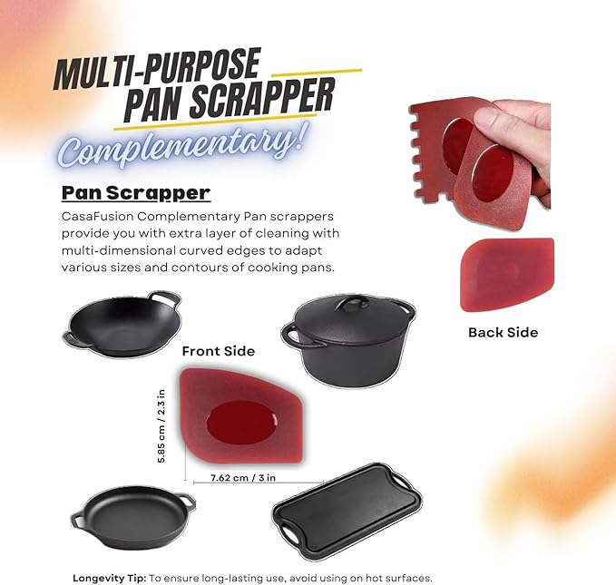 Non-Scratch Cellulose Scrub Sponges, Multipurpose ECO Friendly Plant Based Kitchen Cleaning Sponges, Dual-Sided, with Pan and Grill Scrappers, 12 Pack Blue, Green and Pink