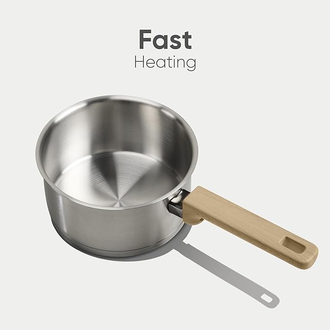 CAROTE 1QT&1.5QT & 3.5QT Sainless Steel Saucepan with Lids and 1QT Saucepan without Lid Pot Set,3-ply Base, Non-Toxic, Induction Cookware Set, Small Kitchen Pots, Tempered Glass Lids