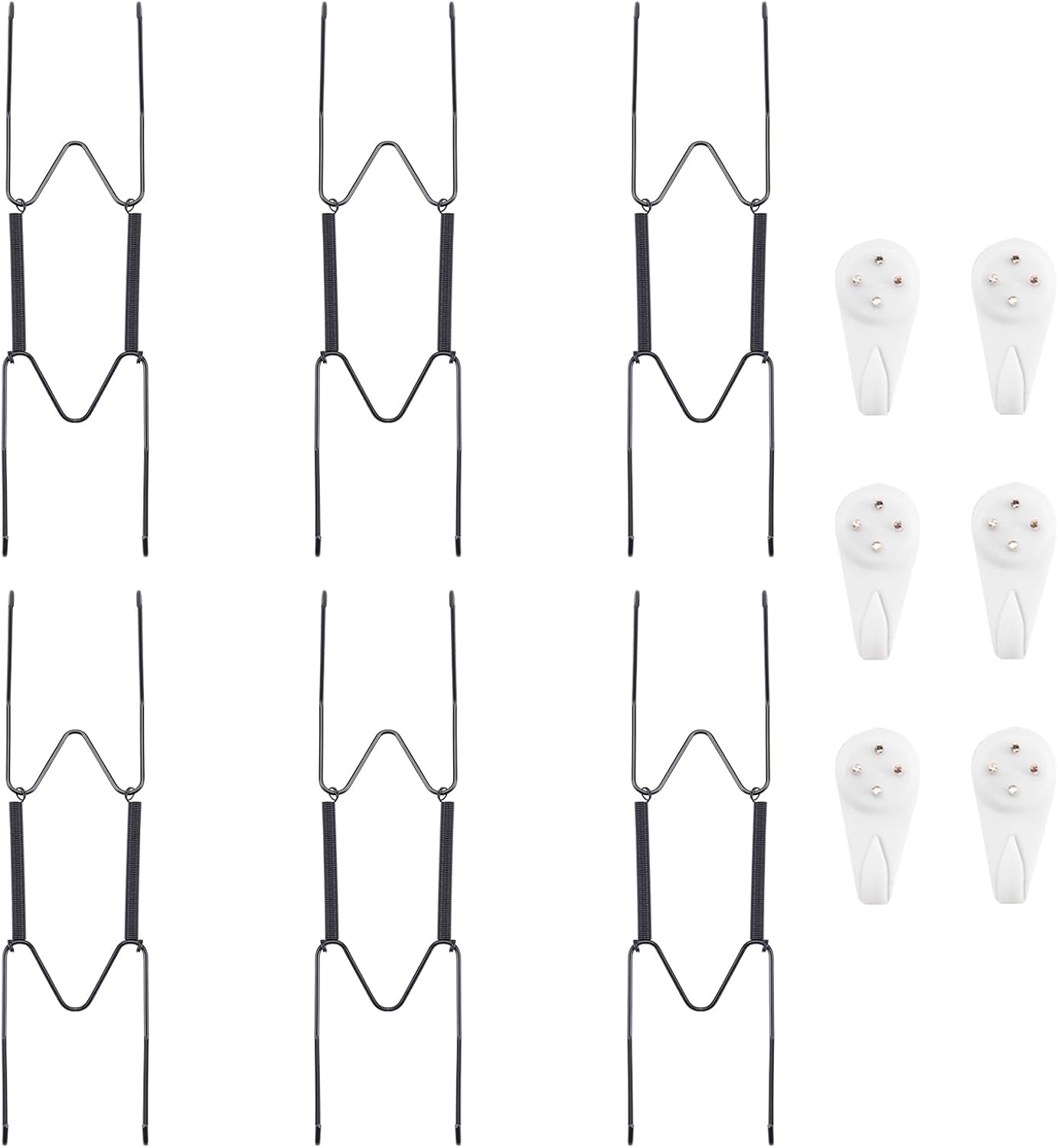 Bilillo 6 Pack Plate Hangers for The Wall, Suitable for 8''-10'' Decorative Plate,Invisible Heavy Duty Wire Plate Holder with Wall Hooks, Plate Hangers for Displaying Plates, Platter, Dish (Black)