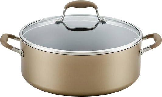 Anolon Advanced Home Hard-Anodized Nonstick Wide Stock Pot/Stockpot (7.5-Quart, Bronze)