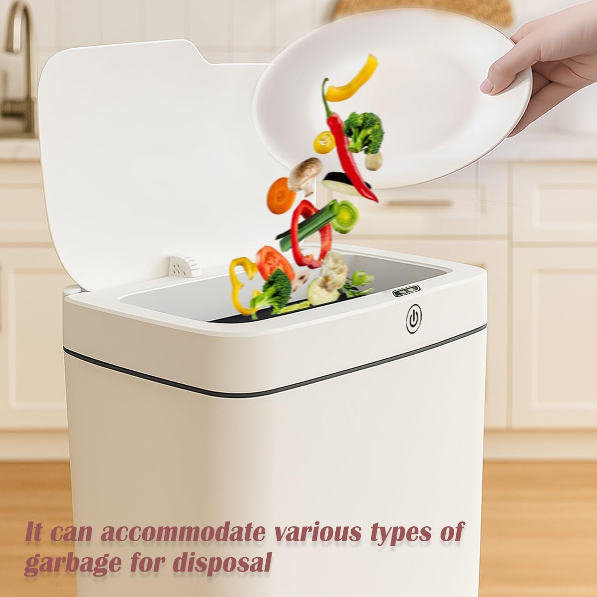 Two Pink smart sensor trash cans with a capacity of 4 gallons, supporting multiple opening methods, waterproof design, anti odor design, fast response, suitable for kitchens,bedrooms,offices, etc