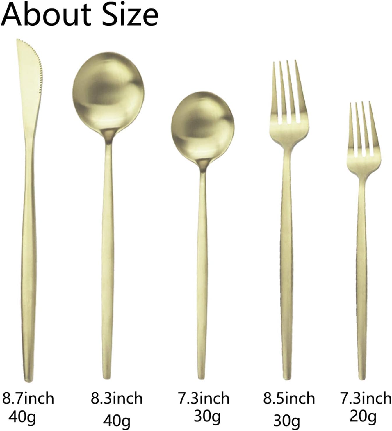 JASHII Flatware Silverware Set Stainless Steel Satin Finish Cutlery Set Service for 6, 30-Piece Spoons And Forks Kitchen Utensil Set, Dishwasher Safe (Matte Champagne gold)
