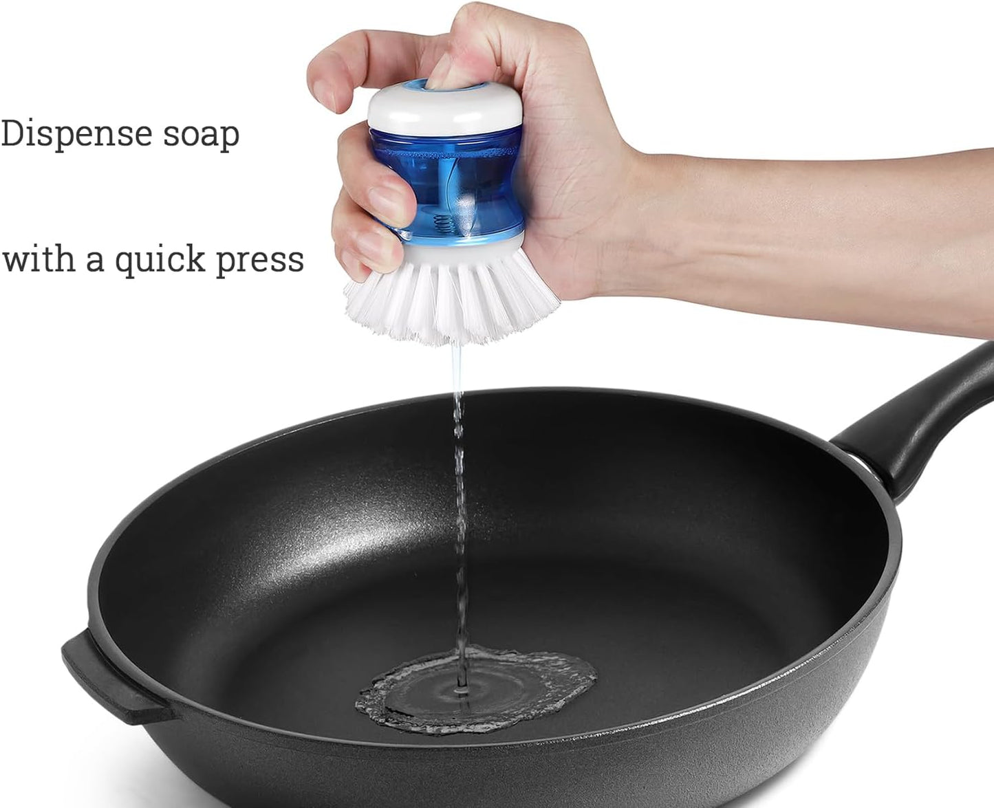 Dish Brush with Soap Dispenser for Dishes Pot Pan Kitchen Sink Scrubbing, White 2 Pack