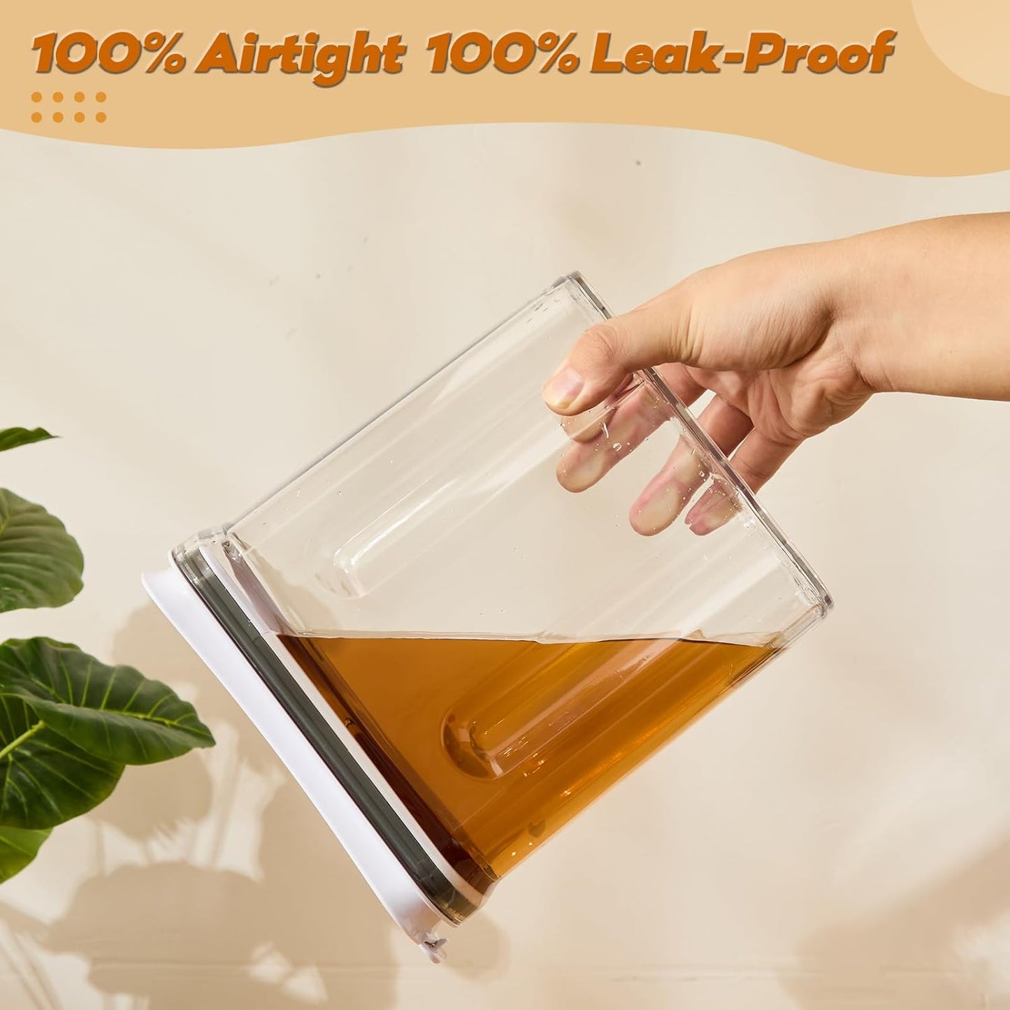 FreshKeeper Cereal Containers Storage Set, Airtight Food Storage Container with Lid 4L/135.2oz,4PCS BPA-FREE Plastic Pantry Organization Canisters for Rice Cereal Flour Sugar Dry Food in Kitchen