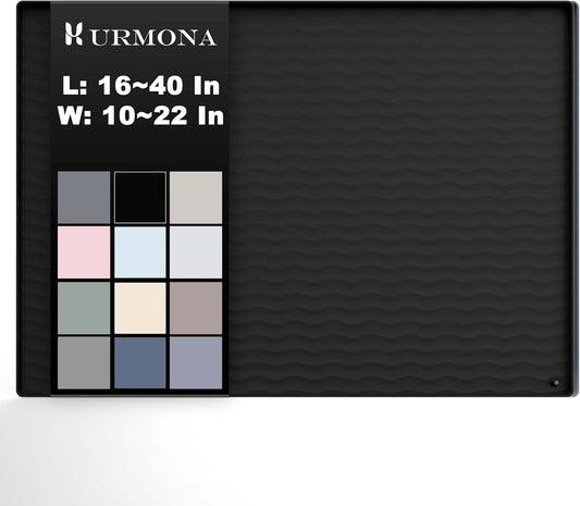 URMONA 22'' x 14'' Waterproof Silicone Under Sink Mat Cabinet and Counter Protector, Shelf Liner for Kitchen and Bathroom, Storage and Organizers, Litter Mat, Pet Cat Puppy Essentials(Black)