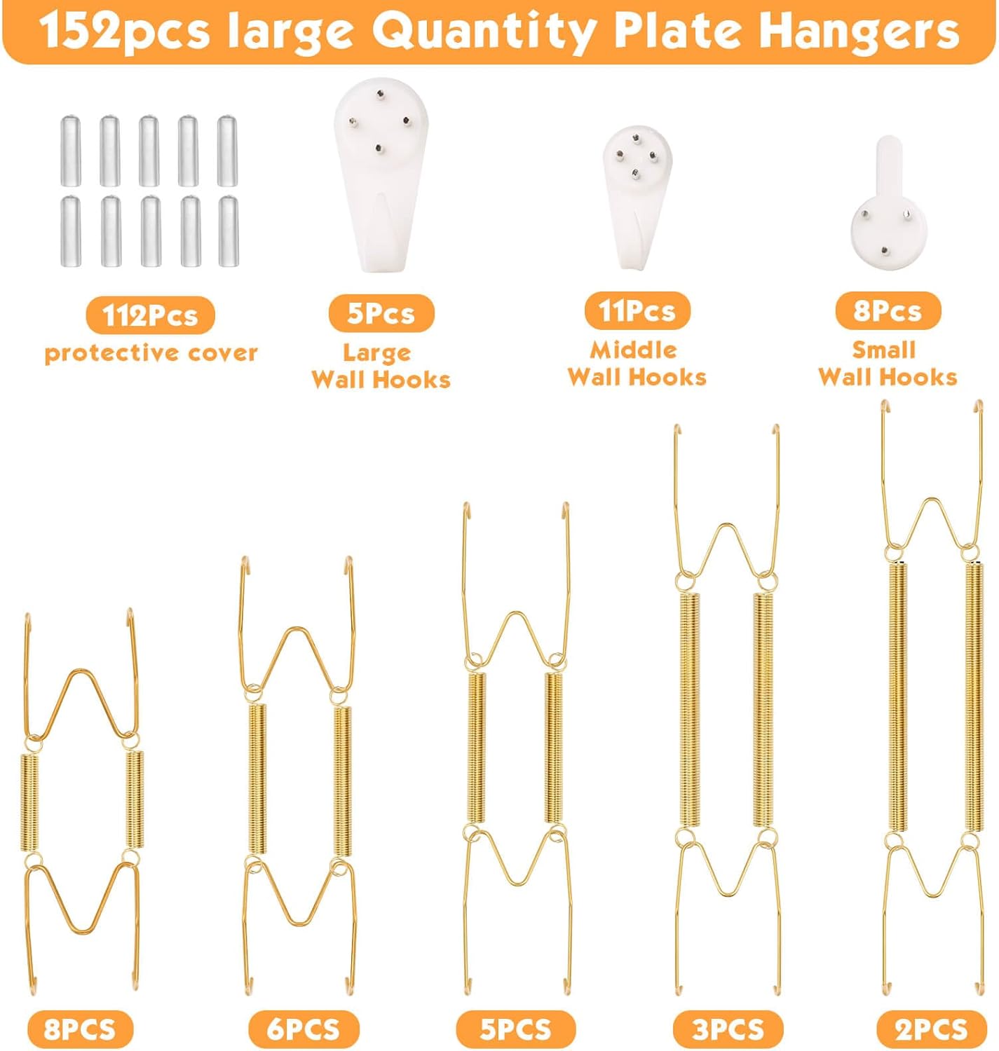 24 pcs Plate Hangers for The Wall, 4/6/8/10/12 Inch Invisible Decorative Wall Plate Hangers, Stainless Steel Plates Walls Hanger for Display Various Sizes with Hooks for Decorative