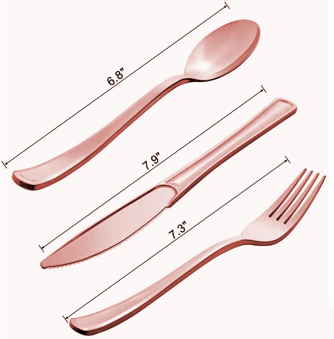 Rose Gold Birthday Party Favors for Women Rose Gold Plates and Napkins Party Supplies,Disposable Paper Plates and Cups Set for First Day of School,Bridal Shower,Baby Showers,Christmas, Serves 20