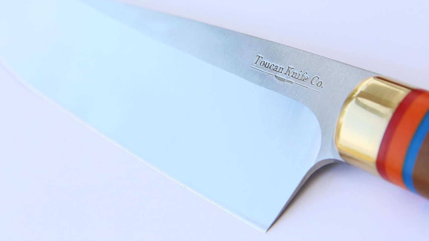 TOUCAN Chef Knife – 8-inch Blade Kitchen Knife – High-Hardness Japanese Steel Knives and Multicolored Handle – Ultra-Sharp Paring Knives – Birthday Gifts for Men and Women