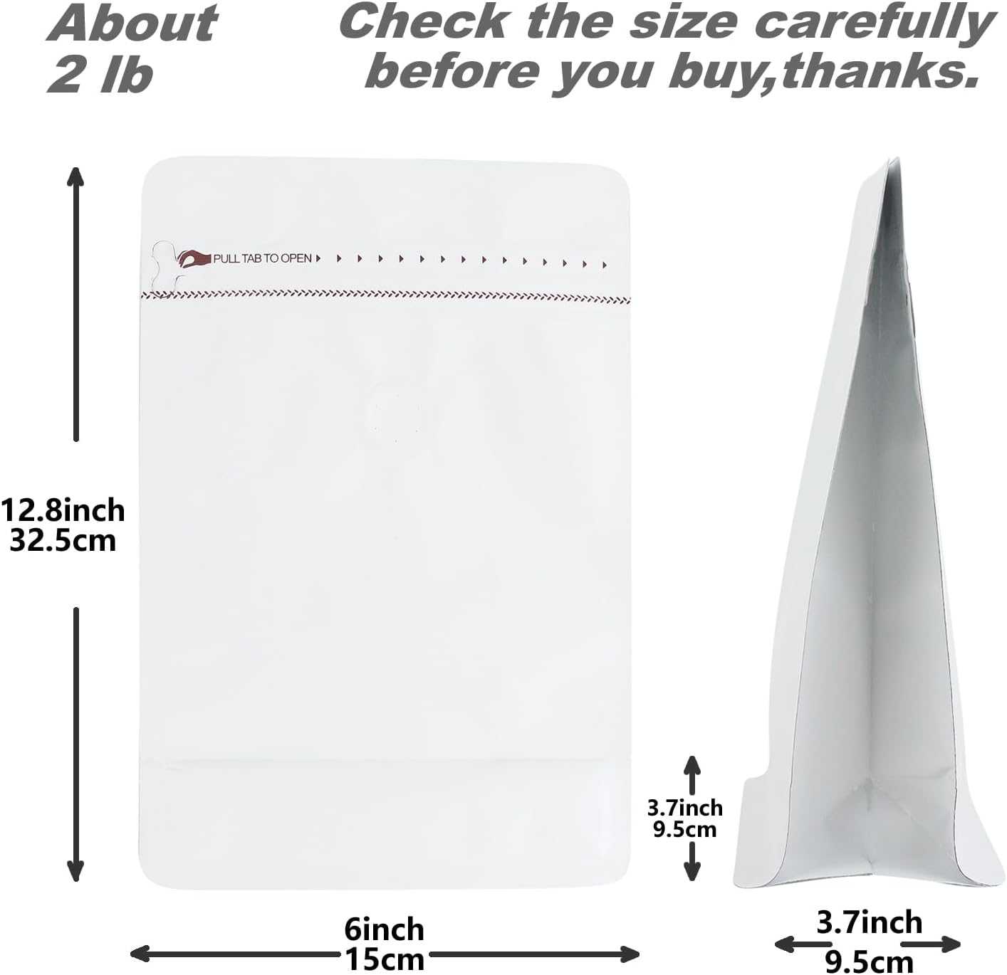 150 Pack High Barrier Stand-Up Coffee Bean Bags with Vented Valve, Matte Metallic, Heat-Sealable and Resealable Solid Color Pouches for Food Storage (6 * 12.8 inch,2 lb,32 oz,White)