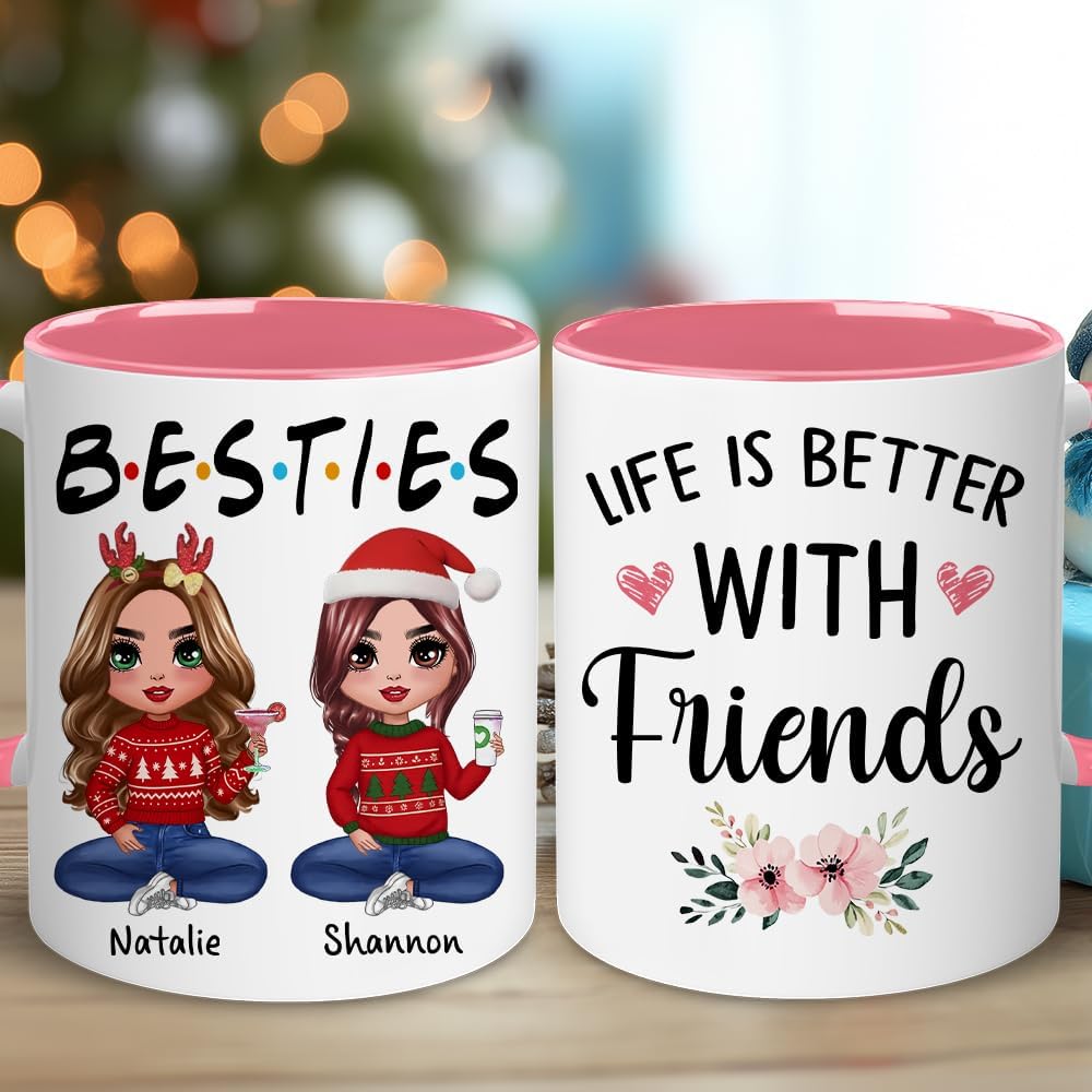 Personalized Bestie Cup - Christmas, Birthday Friendship Gifts With Custom Name, Avatar And Choose Quote - Gifts For Besties, BFF, Female Friend, Sister - Friendship Day Gift For Women, Her