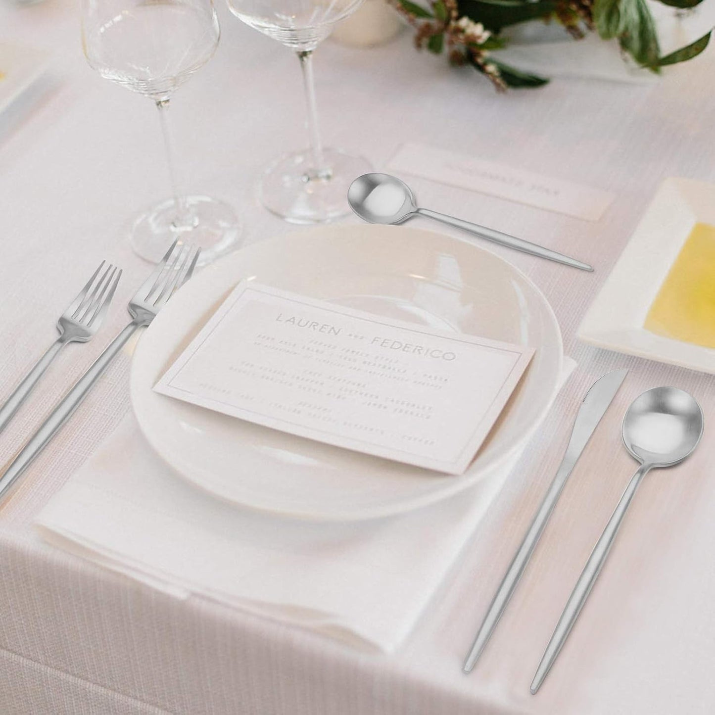 Matte Silverware Set, Oliviola 40-Piece Stainless Steel Flatware Cutlery Set Service for 8, Satin Finish Kitchen Utensil Set, Dishwasher Safe