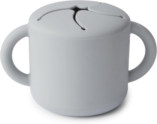 mushie Silicone Snack Cup | Spill Proof Food Container for Toddler and Baby (Stone)