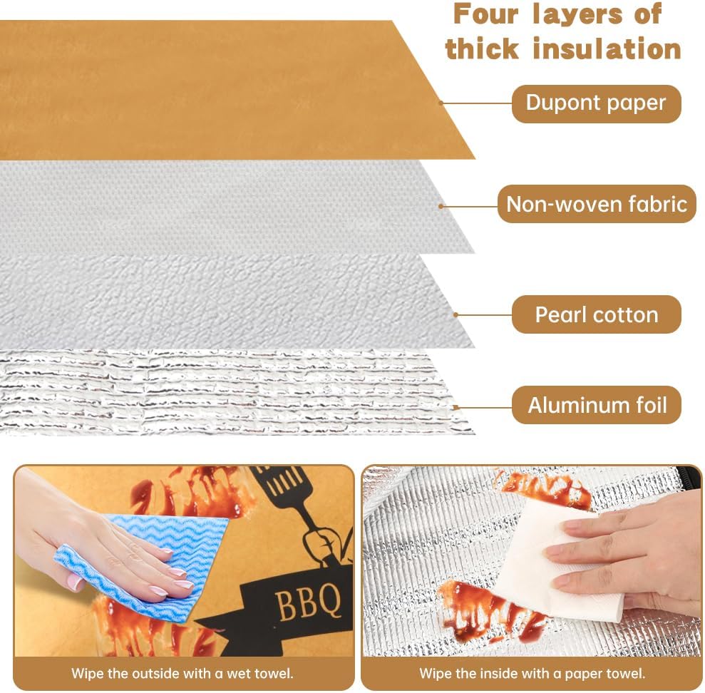 BBQ Blanket for Resting Meat, 21 inch Reusable Smoker Grilling Meat Resting Bag with Zippers, BBQ Accessories for Large Brisket/Beef/Turkey, Gifts for Men(Include 50 Deli Paper)