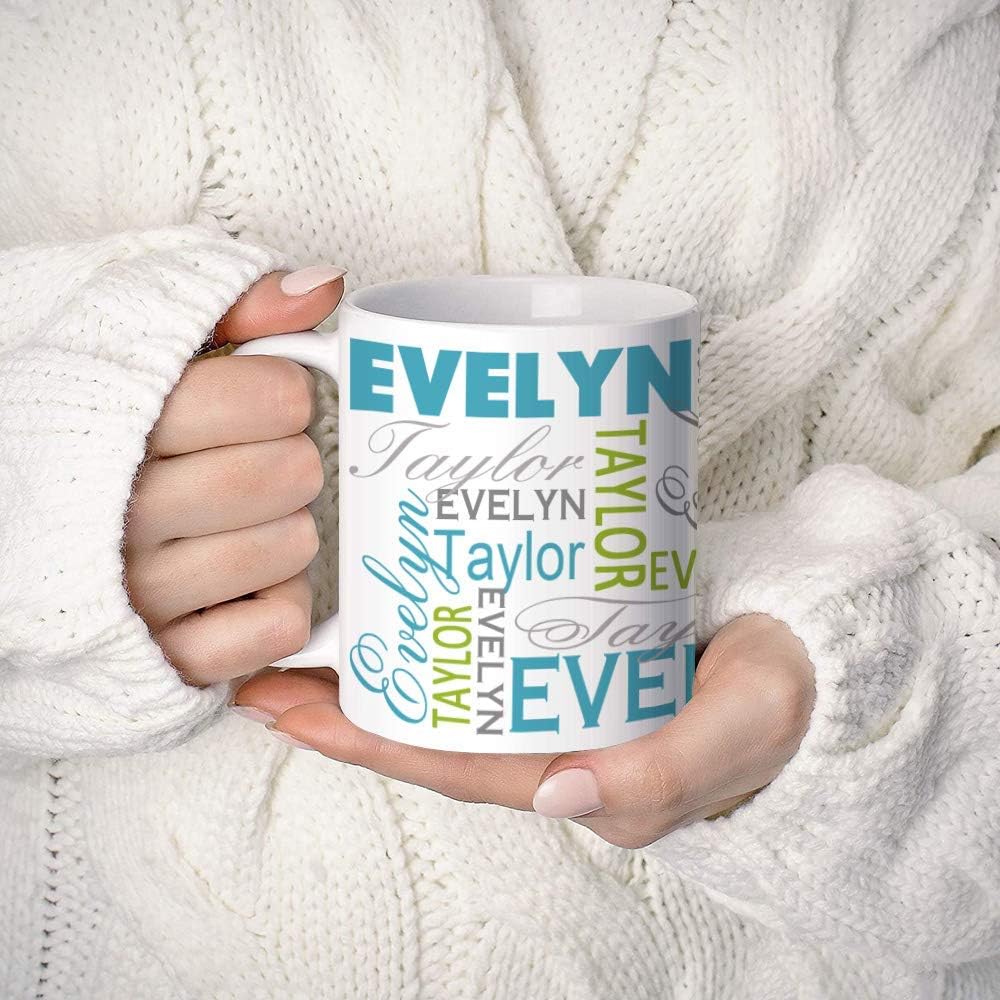InterestPrint Personalized Coffee Mug, Custom Mug with Name, Customized Tea Cup with First and Last Name, Gift for Womens Mens Girls Boys Mother Father - 11 or 15 oz, White Mug #07