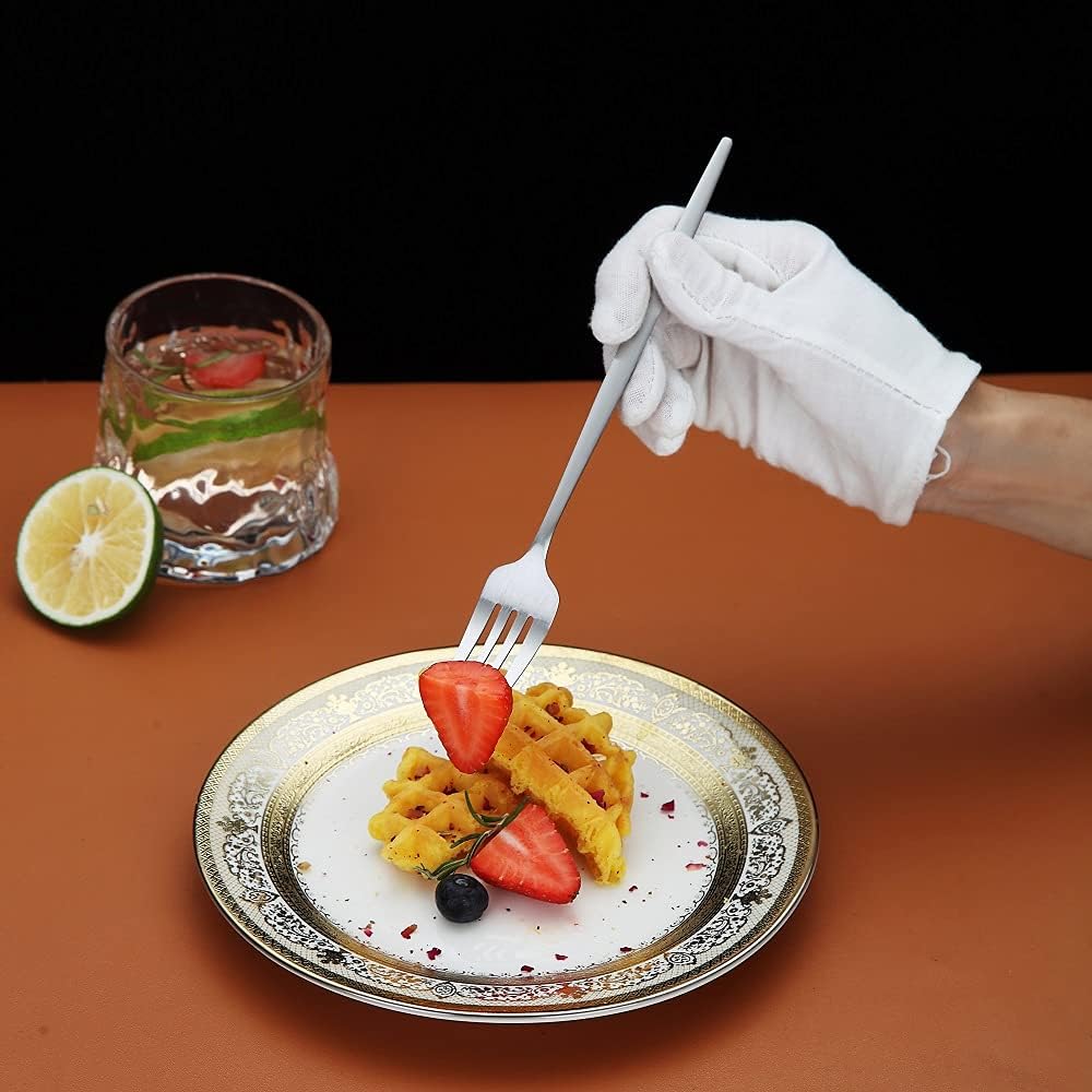 Matt Dinner Forks 6 Piece, Stainless Steel Dessert, Table, Salad Forks - Silverware Set for Home, Kitchen or Restaurant - Dishwasher Safe (Matt Silver-8.4 Inch)