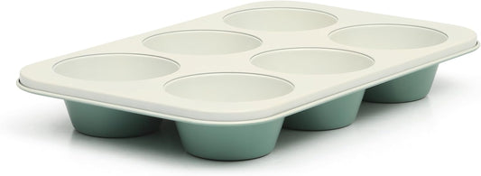 Martha Stewart Gallen 6 Cup Nonstick Carbon Steel Muffin/Cupcake Pan - Teal