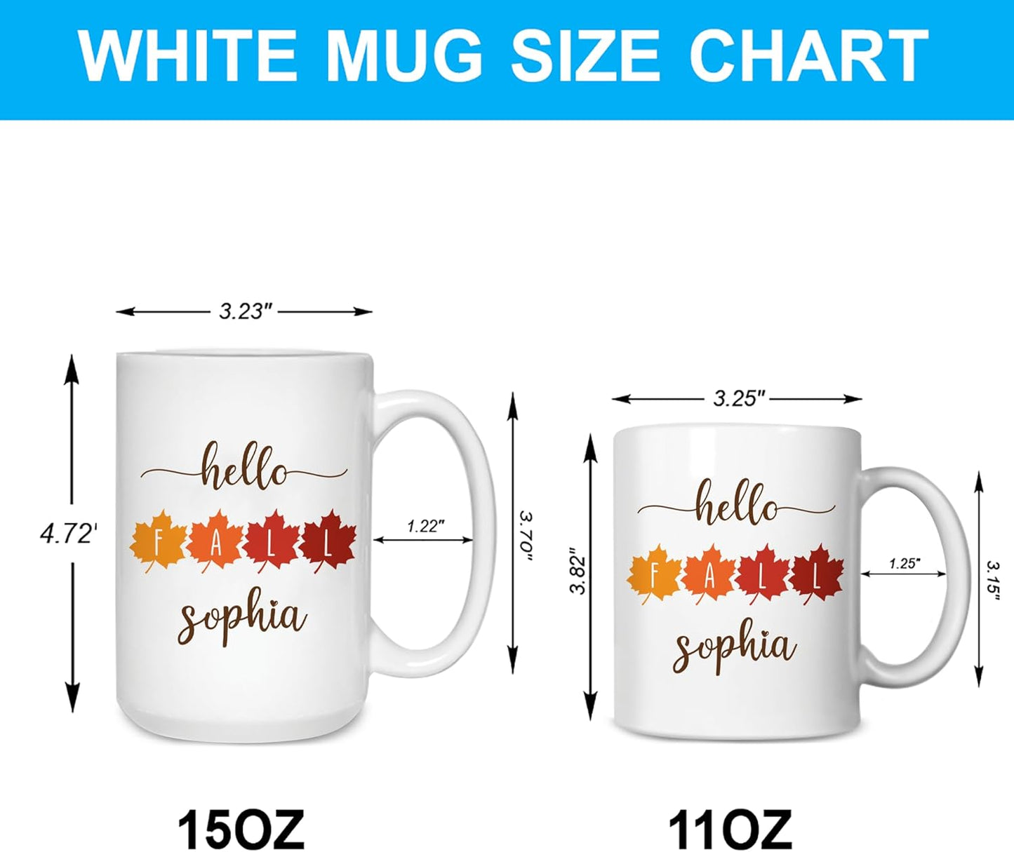 Hyturtle Personalized Fall Autumn Mug Gifts - Hello Fall - Custom Name Coffee Cup Ceramic Mug 11oz 15oz - Autumn Gifts - Fall Thanksgiving Decor Gift - Birthday Christmas