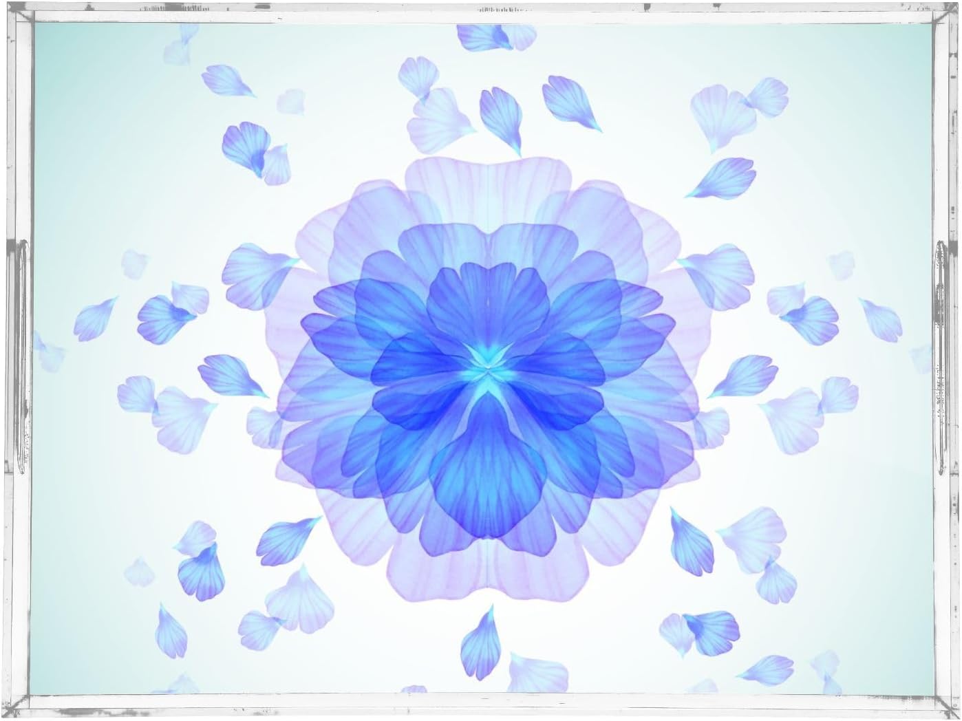 Acrylic Serving Tray with Handles Spill Proof Kitchen Storage Tray Clear Decorative Tray Makeup Drawer Organizer Storage Tray for Bathroom Living Room Ottoman 15.7x11.8Inches