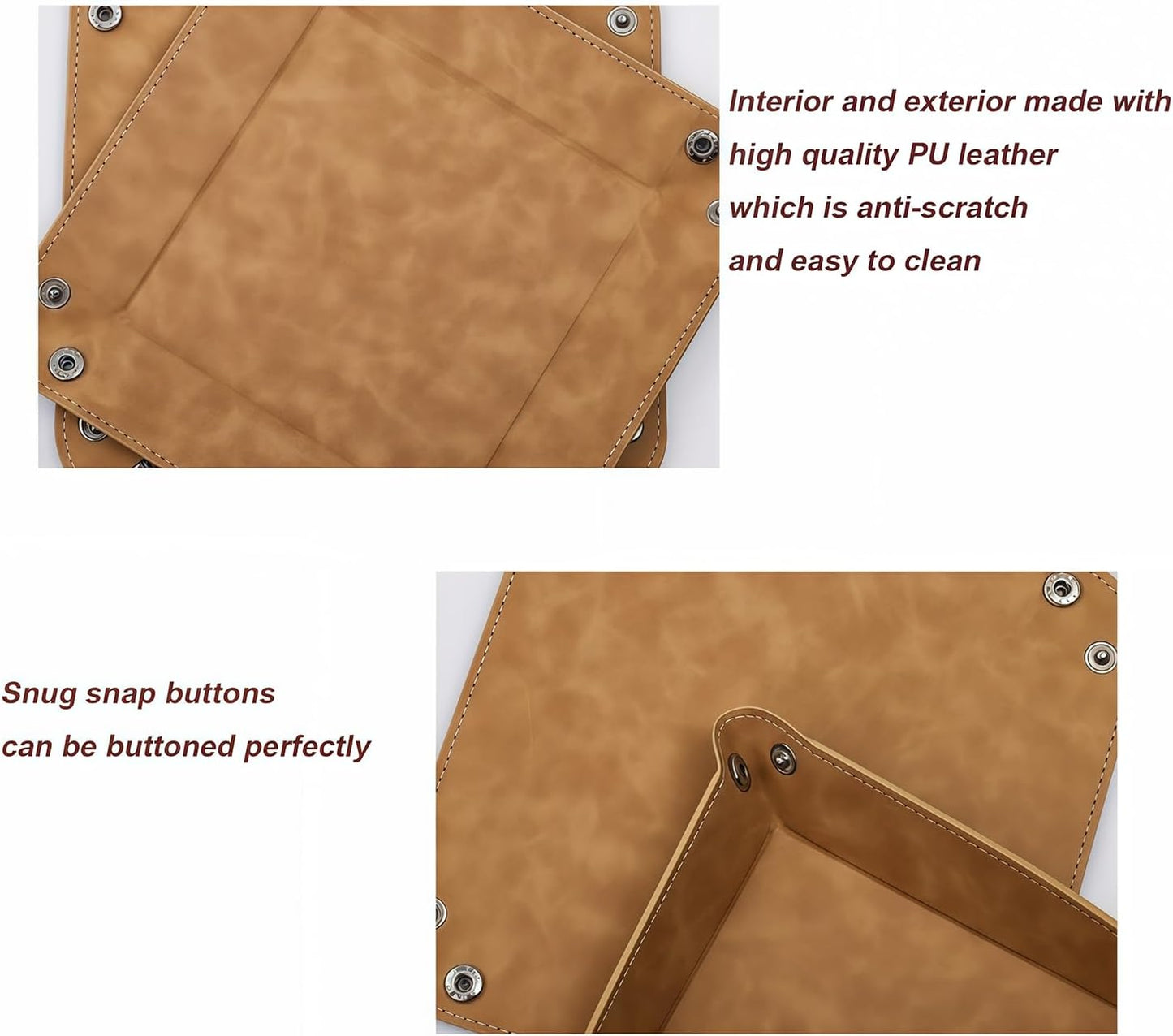 siduater Valet Tray Desktop Storage Organizer – Vegan Leather Catchall Bedside Vanity Tray Nightstand Caddy Holder for Remote Controller, Watch, Keys, Phone, Wallet, Coin, Jewelry, Stone Brown