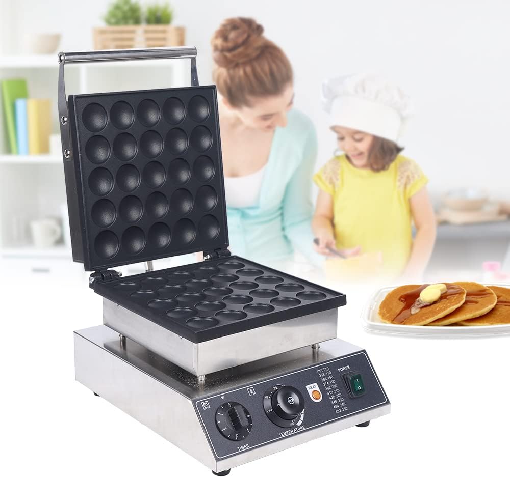 25-Pcs Waffle Maker Pancake Maker Non-stick Stainless Steel Waffle Pan Pancake Making Machine with Temp and Time Control for Home Restaurant