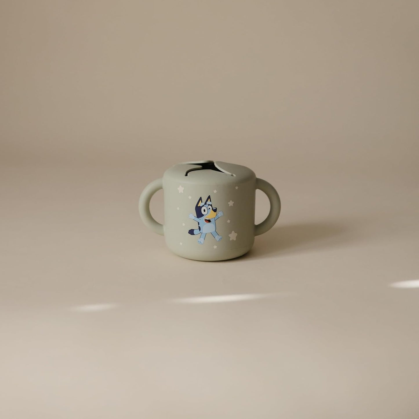 mushie x Bluey Silicone Snack Cup | Spill Proof Food Container for Toddler and Baby (Bluey Sage)